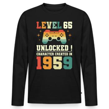 Level 65 Birthday Gamer 65 Years - Men's Premium Organic Long Sleeve Shirt - black - Front - Nico (187cm)