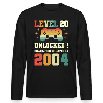 Level 20 Birthday Gamer 20 Years - Men's Premium Organic Long Sleeve Shirt - black - Front - Nico (187cm)