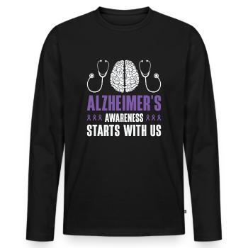 Alzheimer's Awareness Brain Doctors Health - Men's Premium Organic Long Sleeve Shirt - black - Front - Nico (187cm)