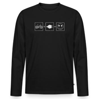Ebike Bicycle E Bike Cyclist Batterie Roue Pedelec - T-shirt manches longues Premium bio Homme - noir - Devant - Nico (187cm)