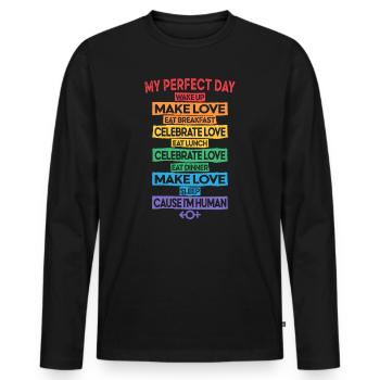 LGBT Pride equality no human is illegal - Men's Premium Organic Long Sleeve Shirt - black - Front - Nico (187cm)