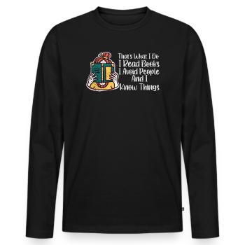 Book Lover Literature Book Reading Novels - Men's Premium Organic Long Sleeve Shirt - black - Front - Nico (187cm)
