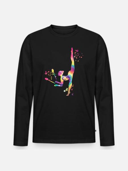Gymnast with clubs Rhythmic gymnastics - Men's Premium Organic Long Sleeve Shirt - black