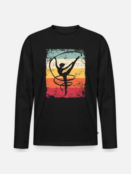 Gymnaste Gymnaste Gymnastique Rythmique Rétro - T-shirt manches longues Premium bio Homme - noir