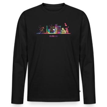Dublin Skyline Dublin - Männer Premium Bio Langarmshirt - Schwarz - Vorne - Nico (187cm)