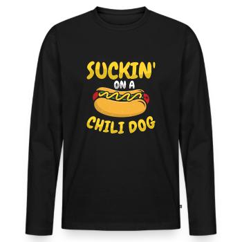 Chili Dog Hot dog Sausage Fastfood - Men's Premium Organic Long Sleeve Shirt - black - Front - Nico (187cm)