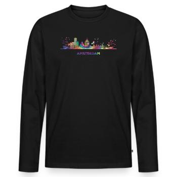 Amsterdam Skyline Amsterdam - Men's Premium Organic Long Sleeve Shirt - black - Front - Nico (187cm)
