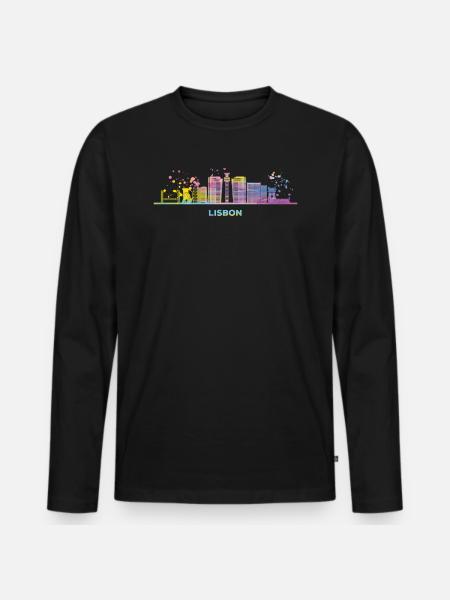 Lisbon Skyline Lisbon - Men's Premium Organic Long Sleeve Shirt - black