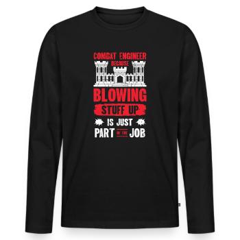 Combat Engineer Engineering Army - Men's Premium Organic Long Sleeve Shirt - black - Front - Nico (187cm)