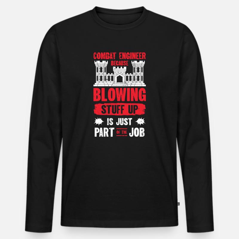 Combat Engineer Engineering Armee - Männer Premium Bio Langarmshirt - Schwarz
