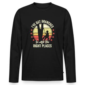 Arborist Tree Cutter Chainsaw Lumberjack - Men's Premium Organic Long Sleeve Shirt - black - Front - Nico (187cm)