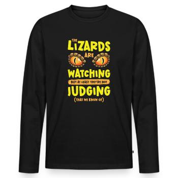 Lizard Reptilian Agenda Conspiracy Theory - Men's Premium Organic Long Sleeve Shirt - black - Front - Nico (187cm)