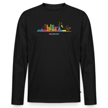 Varsovie Skyline Varsovie - T-shirt manches longues Premium bio Homme - noir - Devant - Nico (187cm)