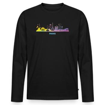 Pariser Skyline Paris - Männer Premium Bio Langarmshirt - Schwarz - Vorne - Nico (187cm)