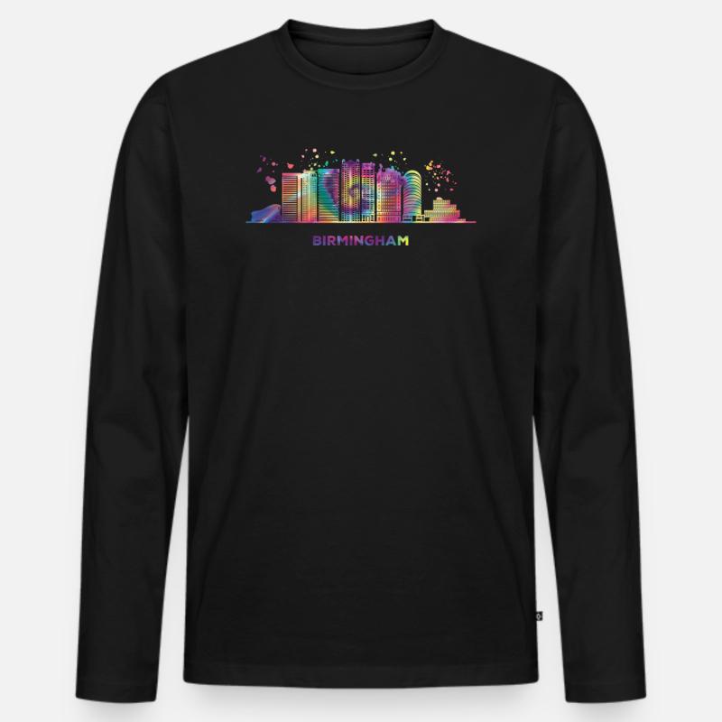 Birminghamer Skyline Birmingham - Männer Premium Bio Langarmshirt - Schwarz