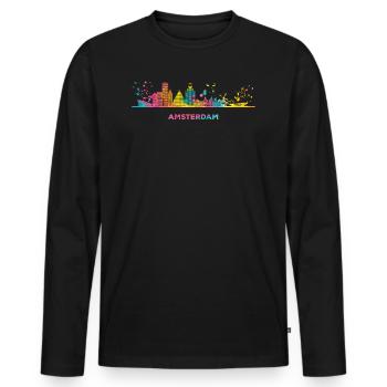 Amsterdam Skyline Amsterdam - Men's Premium Organic Long Sleeve Shirt - black - Front - Nico (187cm)