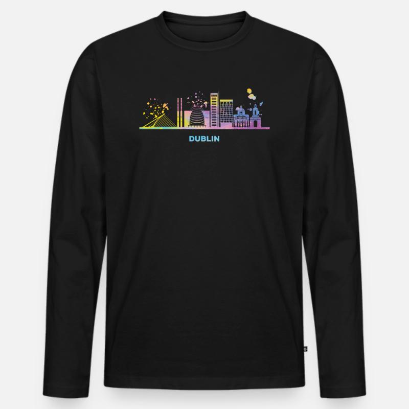 Dublin Skyline Dublin - Männer Premium Bio Langarmshirt - Schwarz
