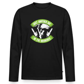 Arborist Tree Cutter Chainsaw Lumberjack - Men's Premium Organic Long Sleeve Shirt - black - Front - Nico (187cm)