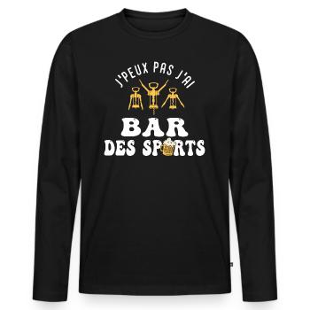 je peux pas j ai bar des sports barman - T-shirt manches longues Premium bio Homme - noir - Devant - Nico (187cm)