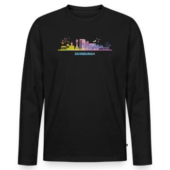 Edinburgher Skyline Stadtbild Edinburgh - Männer Premium Bio Langarmshirt - Schwarz - Vorne - Nico (187cm)