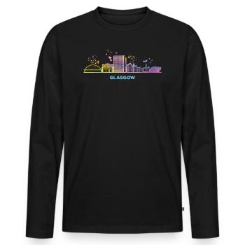 Glasgower Skyline Stadtbild Glasgow - Männer Premium Bio Langarmshirt - Schwarz - Vorne - Nico (187cm)