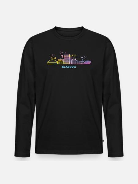 Glasgow Skyline Cityscape Glasgow - Men's Premium Organic Long Sleeve Shirt - black