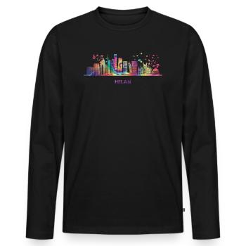 Mailänder Skyline Stadtbild Mailand - Männer Premium Bio Langarmshirt - Schwarz - Vorne - Nico (187cm)