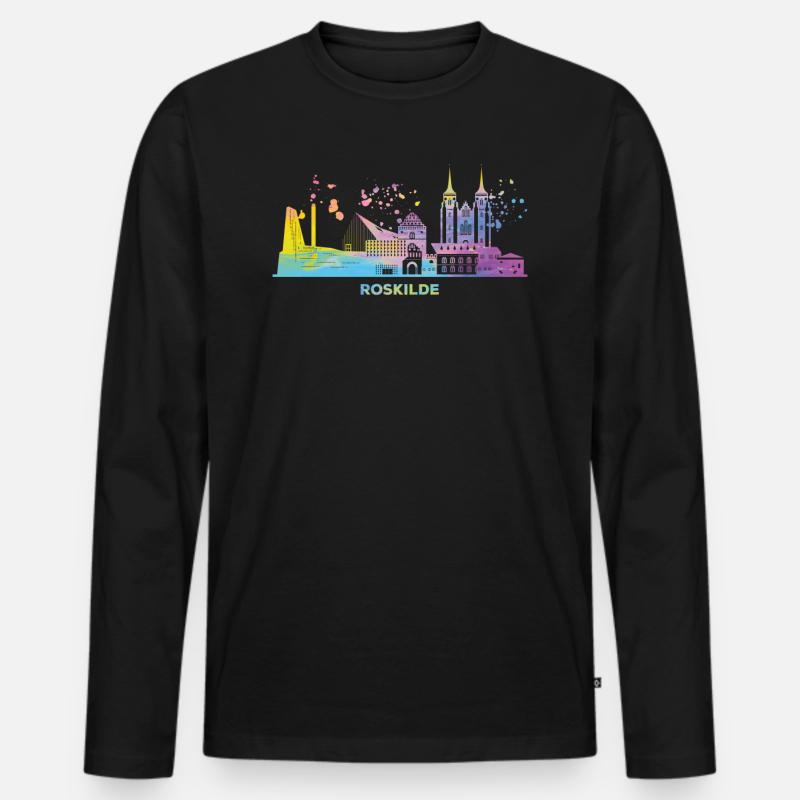Roskilde Skyline Roskilde - Men's Premium Organic Long Sleeve Shirt - black