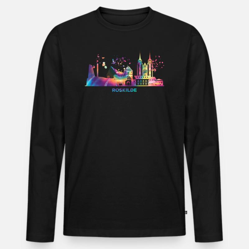 Roskilde Skyline Roskilde - Männer Premium Bio Langarmshirt - Schwarz
