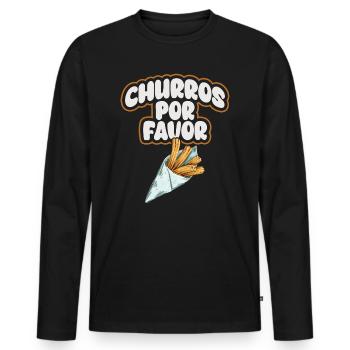 Churros Por Favor Vintage Mexican Churro - Men's Premium Organic Long Sleeve Shirt - black - Front - Nico (187cm)