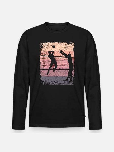 Volleyball Player Retro Beach Volleyball - Men's Premium Organic Long Sleeve Shirt - black