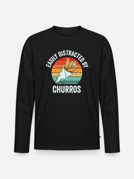 Easily distracted by churros - Men's Premium Organic Long Sleeve Shirt - black