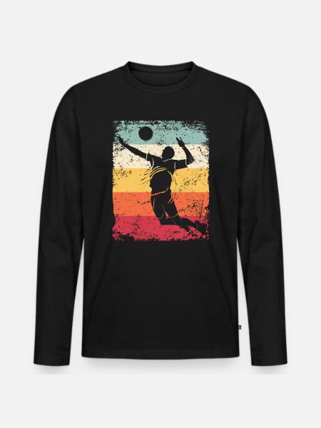 Volleyball Player Retro Beach Volleyball - Men's Premium Organic Long Sleeve Shirt - black