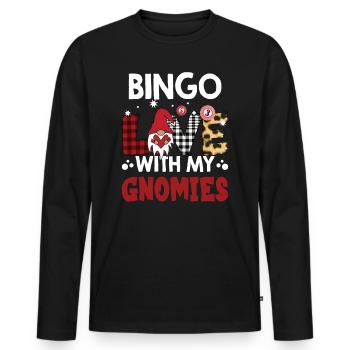 Bingo Liebe Mit Meinen Gnomies Buffalo Plaid Bingo - Männer Premium Bio Langarmshirt - Schwarz - Vorne - Nico (187cm)