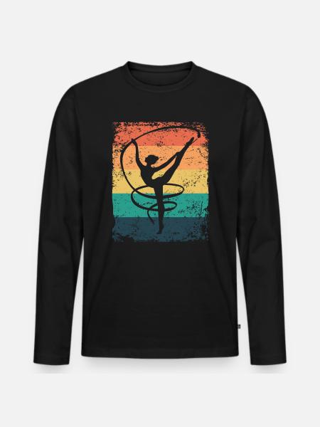 Gymnaste Gymnaste Gymnastique Rythmique Rétro - T-shirt manches longues Premium bio Homme - noir