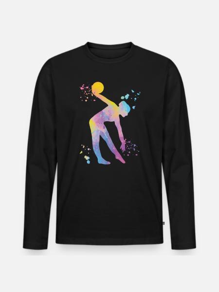 Gymnast with ball rhythmic gymnastics - Men's Premium Organic Long Sleeve Shirt - black