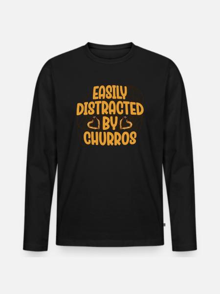Easily distracted by churros - Men's Premium Organic Long Sleeve Shirt - black