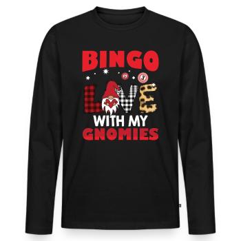 Bingo Liebe Mit Meinen Gnomies Buffalo Plaid Bingo - Männer Premium Bio Langarmshirt - Schwarz - Vorne - Nico (187cm)