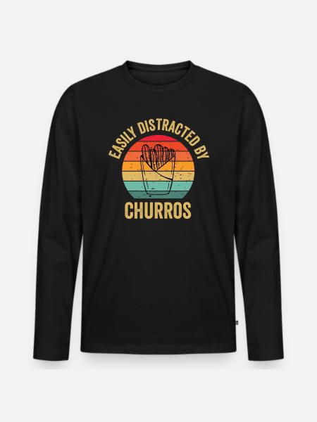 Leicht Ablenkbar Durch Churros - Männer Premium Bio Langarmshirt - Schwarz