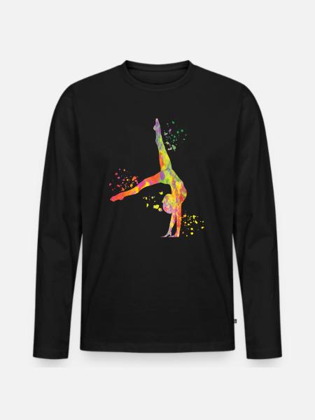 Gymnast with clubs Rhythmic gymnastics - Men's Premium Organic Long Sleeve Shirt - black