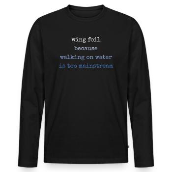 Wing Foil Wingsurfing Retro Foil Wing - Men's Premium Organic Long Sleeve Shirt - black - Front - Nico (187cm)
