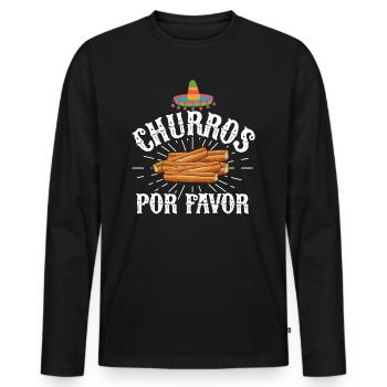 Churros Por Favor Vintage Mexican Churro - Men's Premium Organic Long Sleeve Shirt - black - Front - Nico (187cm)