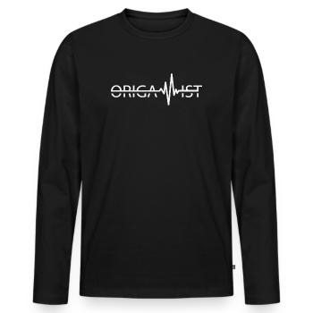 Origamist Origami Heartbeat Japanese Paper Folding - Men's Premium Organic Long Sleeve Shirt - black - Front - Nico (187cm)