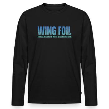 Wing Foil Wingsurfing Retro Foil Wing - Men's Premium Organic Long Sleeve Shirt - black - Front - Nico (187cm)