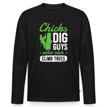 Arborist Tree Cutter Chainsaw Lumberjack - Men's Premium Organic Long Sleeve Shirt - black - Front - Nico (187cm)