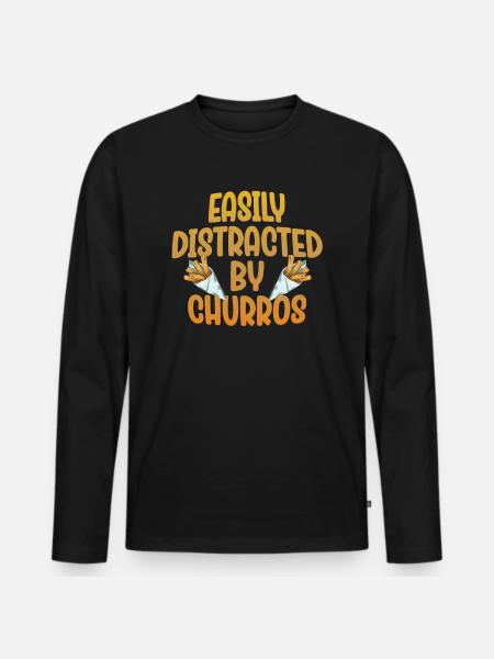 Easily distracted by churros - Men's Premium Organic Long Sleeve Shirt - black