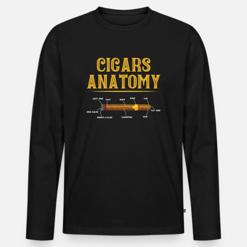 Zigarre Rauchen Zigarren Raucher - Männer Premium Bio Langarmshirt - Schwarz