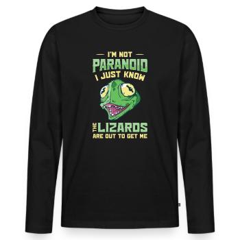 Lizard Reptilian Agenda Conspiracy Theory - Men's Premium Organic Long Sleeve Shirt - black - Front - Nico (187cm)