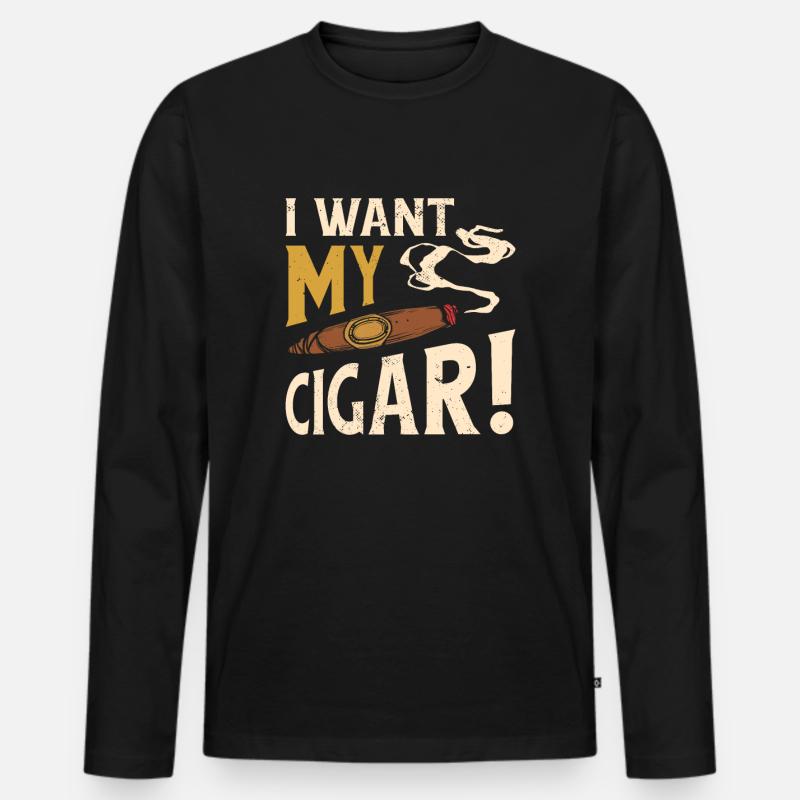 Zigarre Rauchen Zigarren Raucher - Männer Premium Bio Langarmshirt - Schwarz