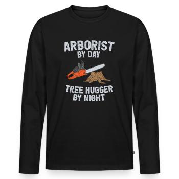 Arborist Tree Cutter Chainsaw Lumberjack - Men's Premium Organic Long Sleeve Shirt - black - Front - Nico (187cm)